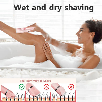 Women Electric Shaver Dual Head Bikini Trimmer Waterproof Body Hair Trimmer Facial Hair Remover for Bikini Underarm Leg Arm