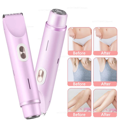 Women Electric Shaver Dual Head Bikini Trimmer Waterproof Body Hair Trimmer Facial Hair Remover for Bikini Underarm Leg Arm