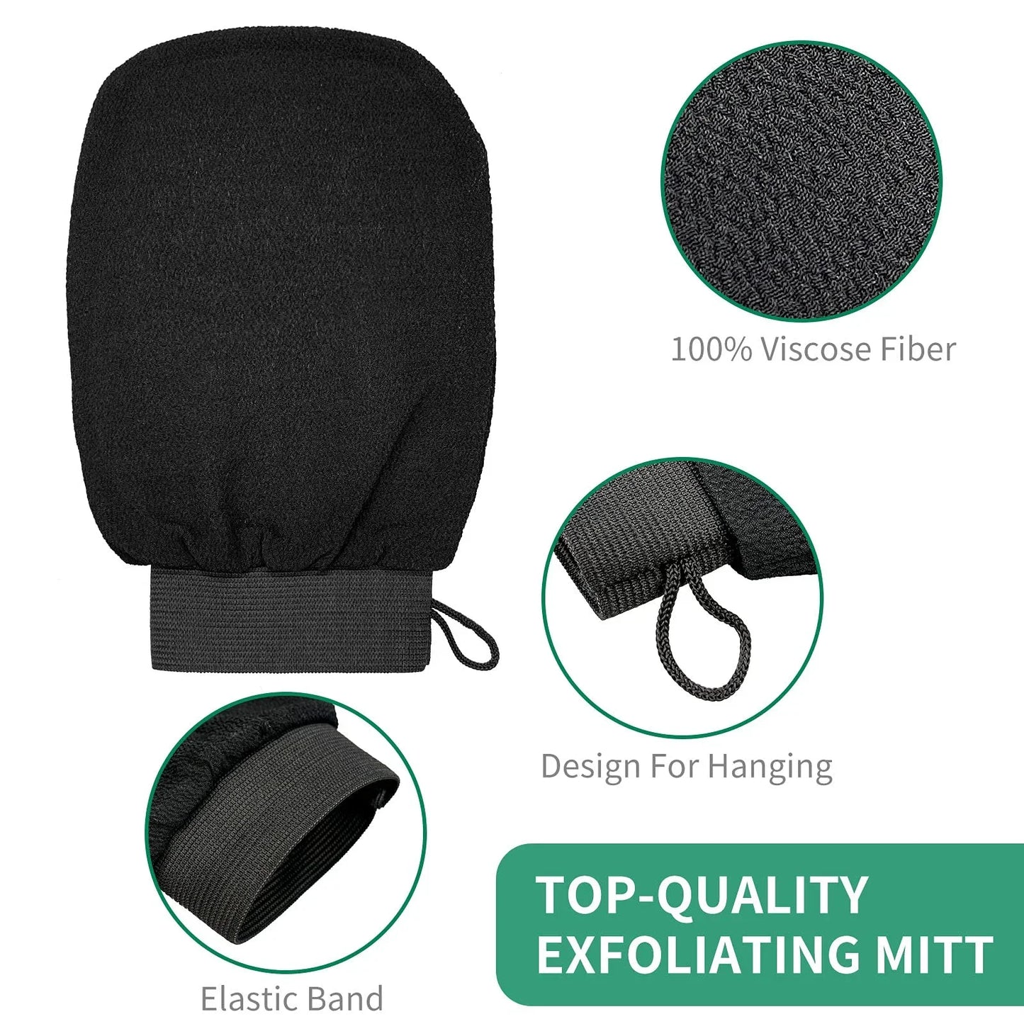 1Pc Deep Exfoliating Mitt - 100% Viscose Fiber Scrub Glove for Cleaning Skin and Sloughing off Dead Skin and Dirt