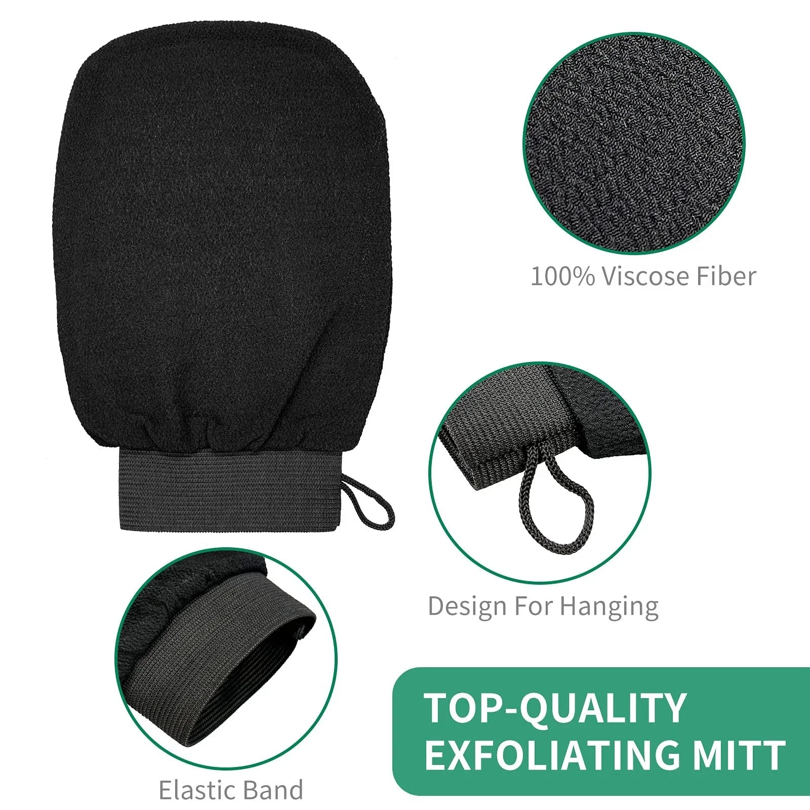 1Pc Deep Exfoliating Mitt - 100% Viscose Fiber Scrub Glove for Cleaning Skin and Sloughing off Dead Skin and Dirt